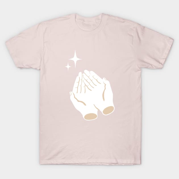 Caring hands pink aesthetic with two stars T-Shirt by NOSSIKKO